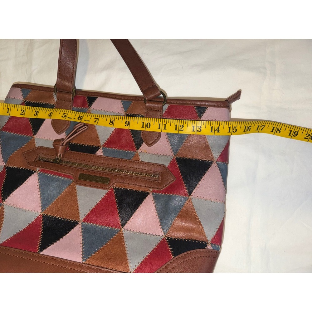 Designer Patchwork Tote Bag Geometric Triangles F… - image 6